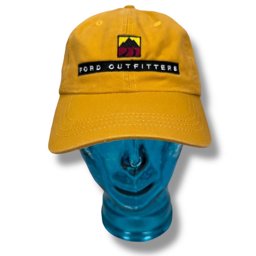 Vintage Ford Outfitters Strapback Dad Hat Burnt Yellow Adult Hook & Loop Cap New